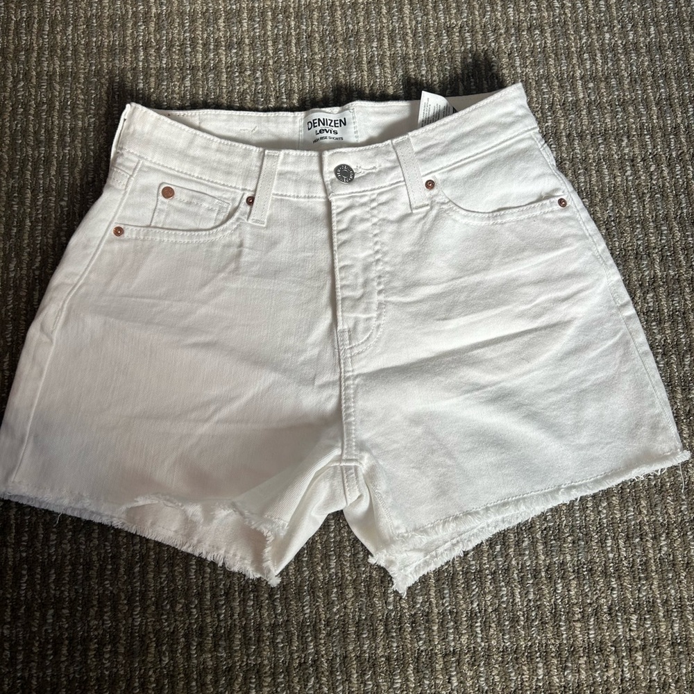 White high rise jean shorts